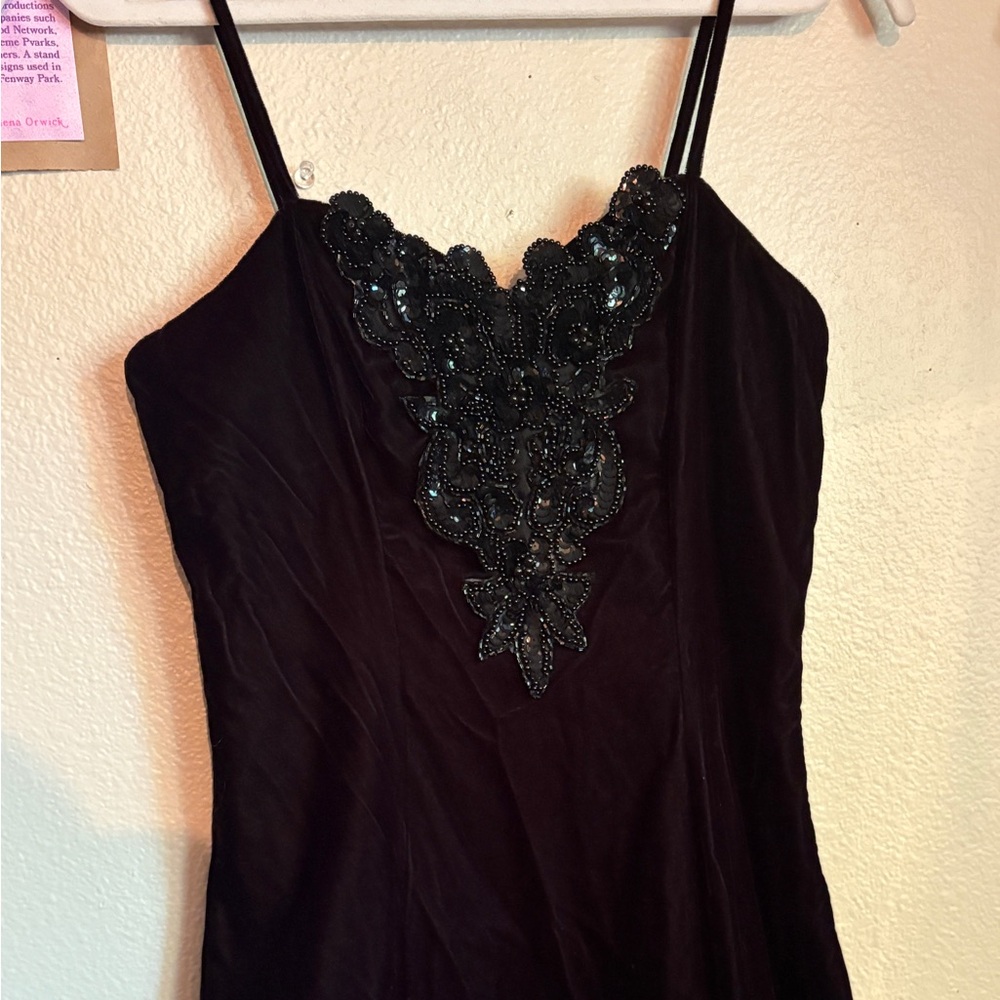 Vintage Black Velvet formal Dress S